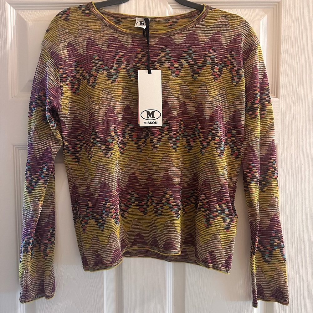 Missoni Purple & Yellow Multicolor Knit Top